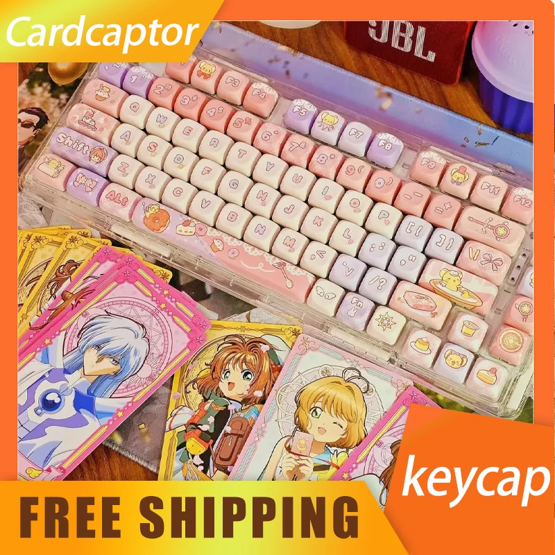 

Cardcaptor Sakura Keycap 142 Keys Moa Cherry Pbt Sublimation Anime Cartoon Custom Keycaps Pc Accessories For Mechanical Keyboard