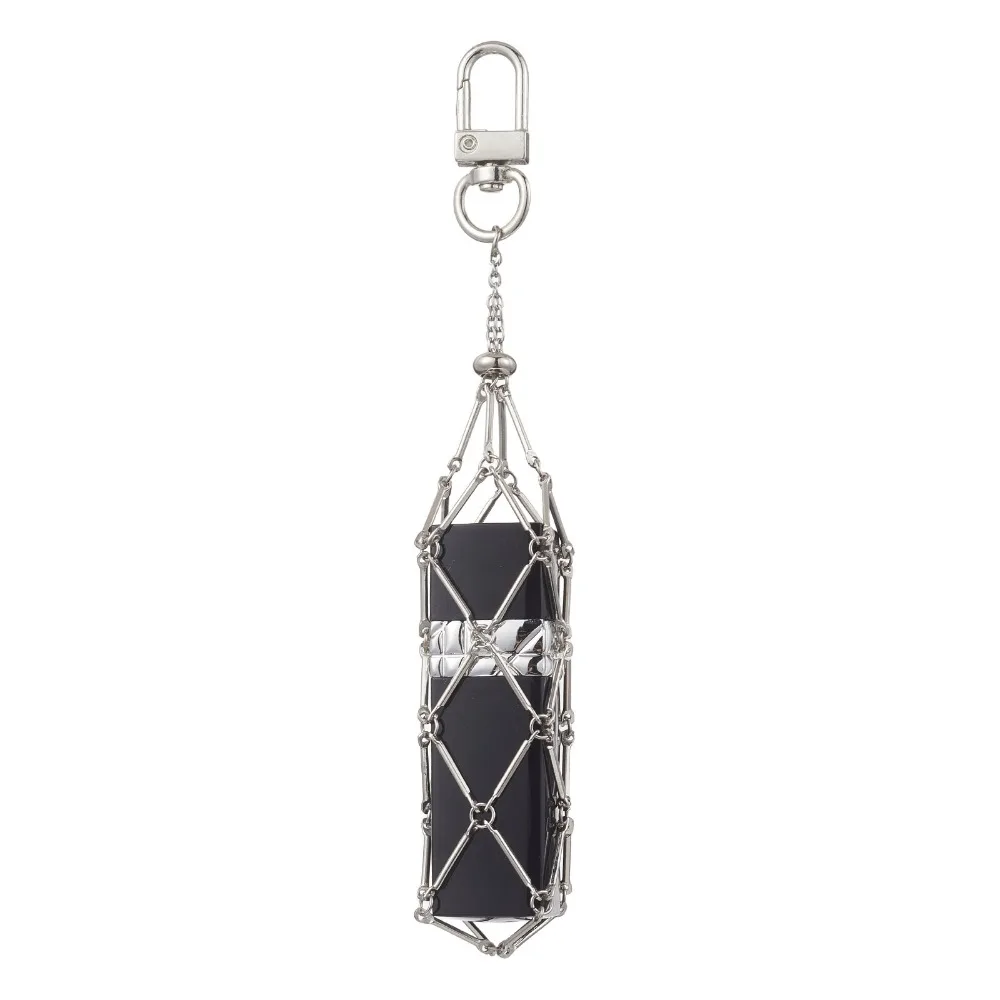 New Stainless Steel Lipstick Bag Keychain Interchangeable Silver Color Metal Net Pocket Lip Balm Bag Lipstick Storage