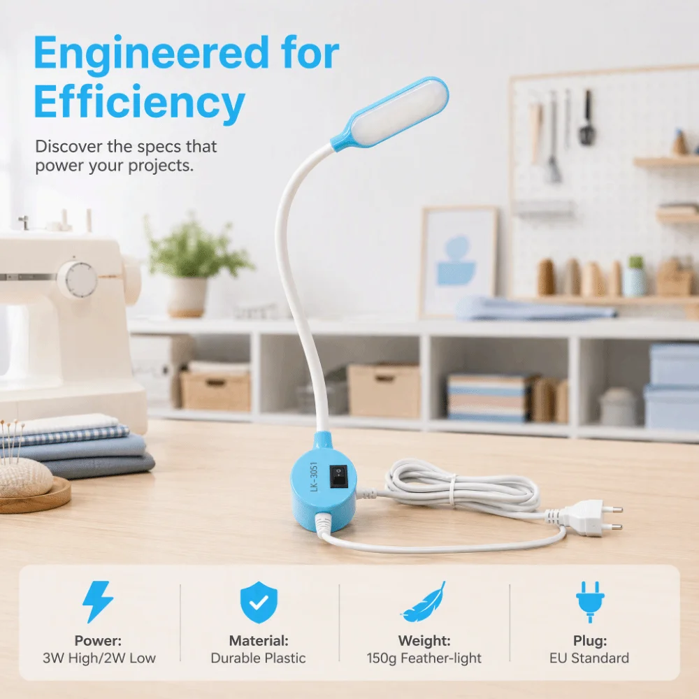Flexible Sewing Machine Light Magnetic Base Adjustable Goose Neck Work Lamp Plastic Portable Industrial Lights Workbench