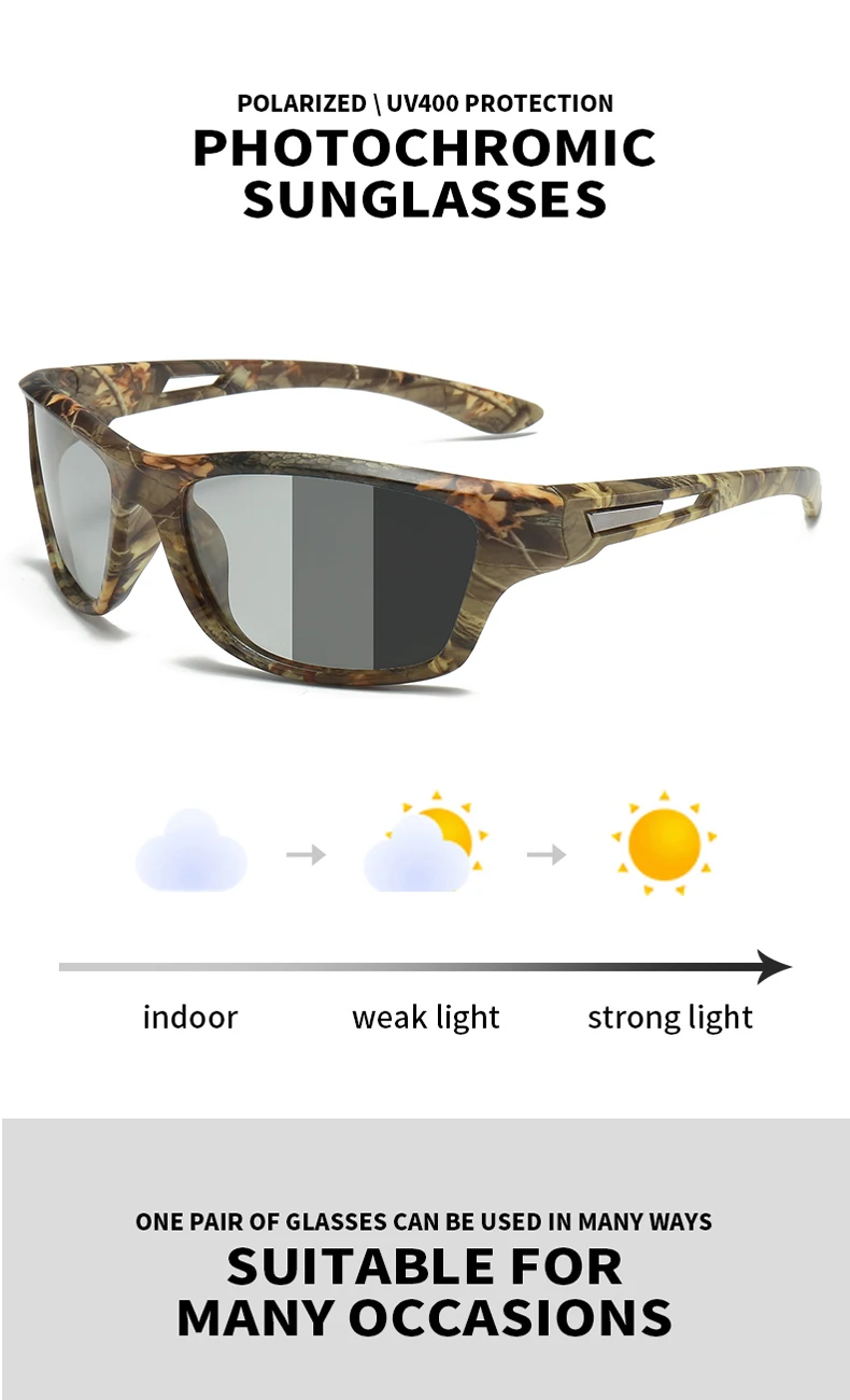 Photochrome Polarisierte Sport Vintage Sonnenbrille Männer Frauen Angeln Radfahren Fahren Bergsteigen Sport Retro Sonnenbrille UV400 – Detail 2