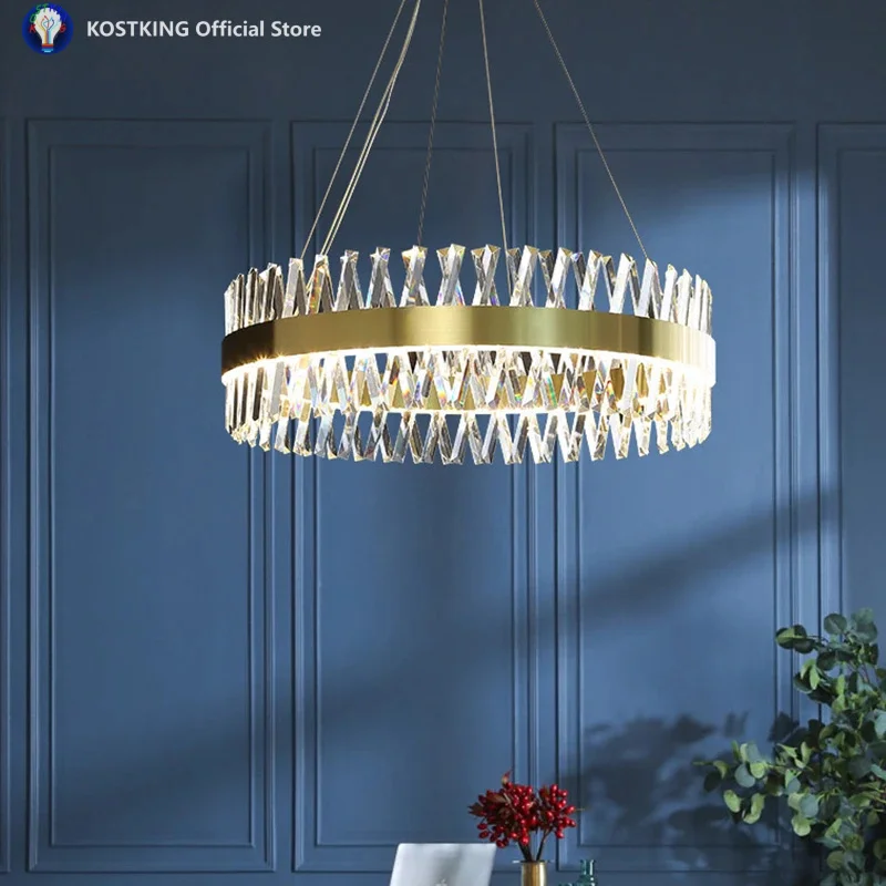 

New Luxury K9 Crystal Ceiling Chandelier For Living Dining Room Kitchen Modern Gold Indoor lighting Decor