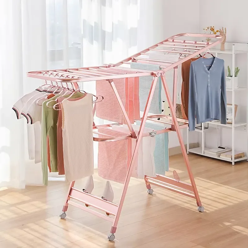 Foldable Butterfly Stainless Steel Clothes Hanger 2 Layer Adjustable Drying Rack for Home Laundry Space Saving Organizer Tool