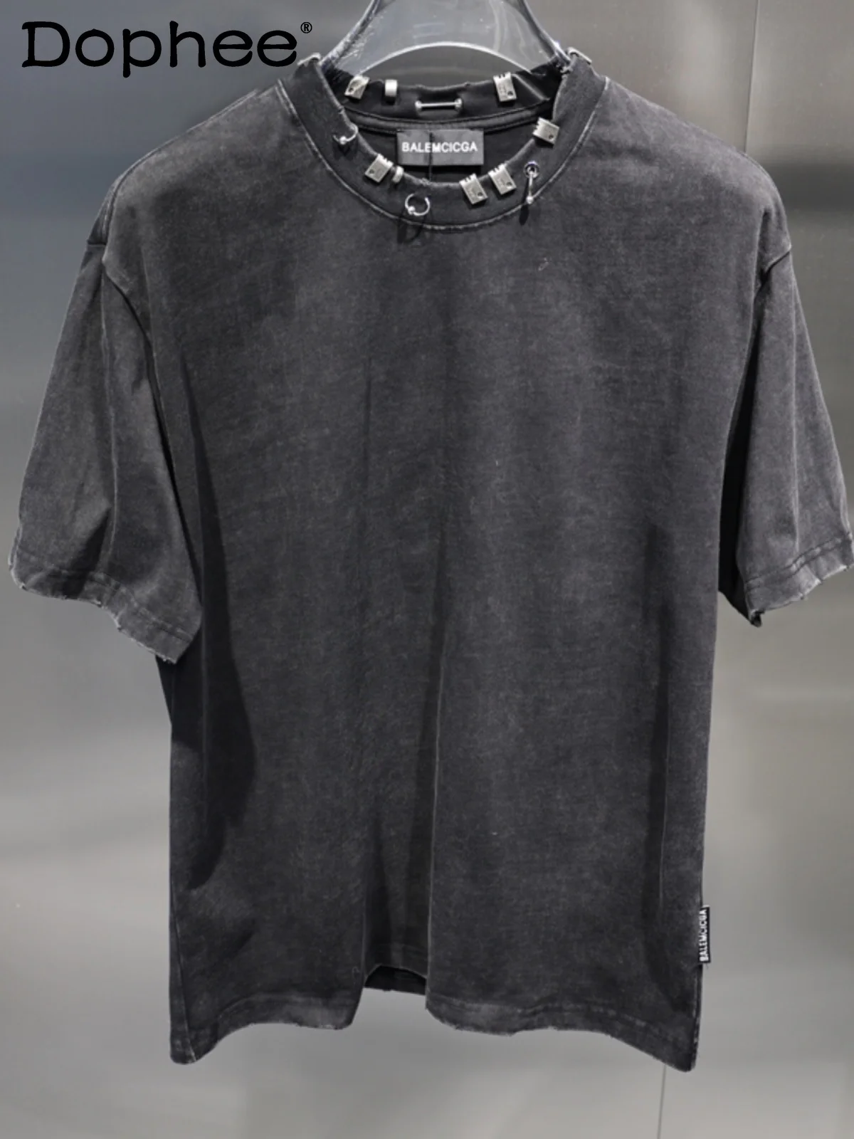 

2025 Summer Washed Vintage Distressed Round Neck Loose Short Sleeve Fashion Trendy Casual Handsome Men's Youth Popular T-Shirt