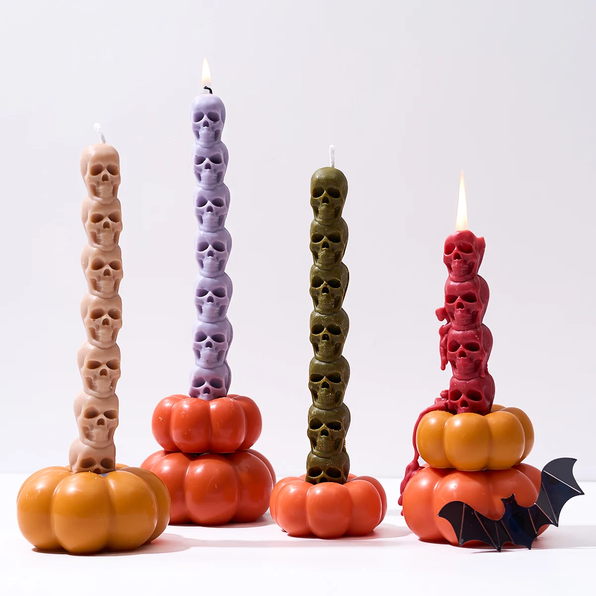 3D Stapel Schädel Silikon Kerze Form DIY handgemachte Kürbis Form Kerzenhalter Zement Beton Form Halloween Handwerk Geschenk machen
