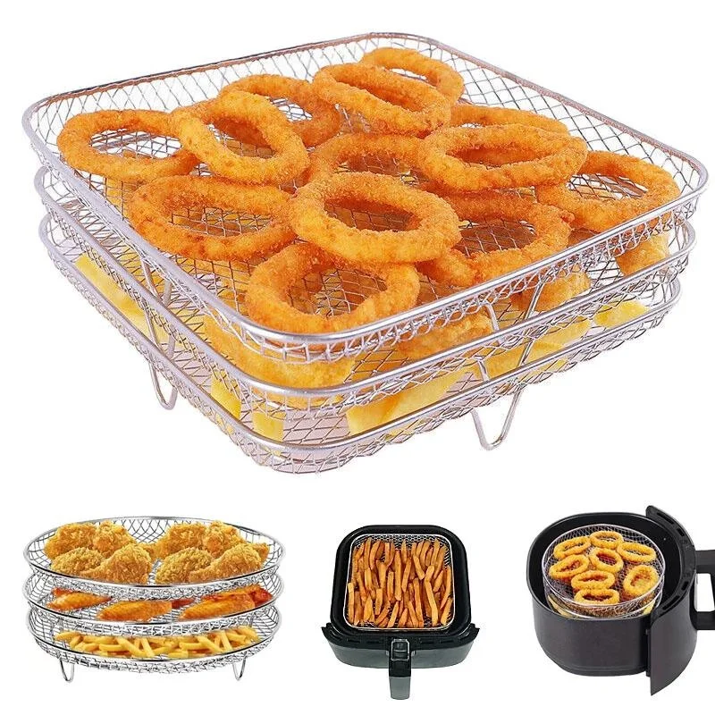 

1/3pcs Air Fryer Racks 20cm/7.8in Stackable Dehydrator Racks Stainless Steel Air Fryer Basket Toast Rack Air Fryer Accessories