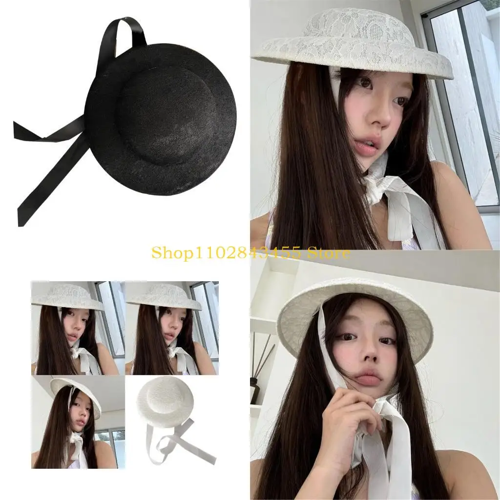 49MC Women Lace Bonnet Hat With Adjustable Ribbon Tie Ensures Comfortable And Stylish Lookings For Various Fashion Occasion