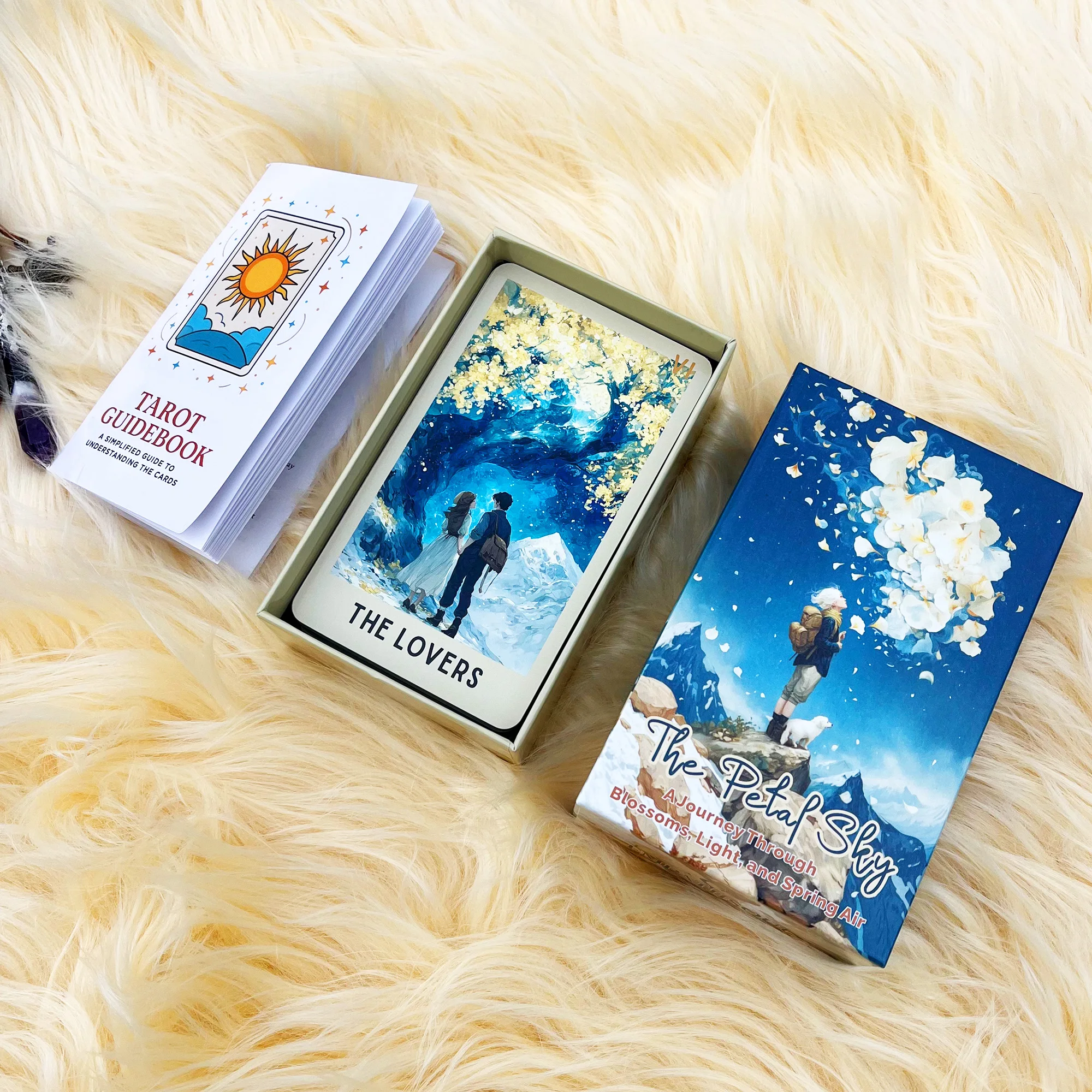 Original Tarot Card, The Petal Sky, 78 Cards with Guidebook, Petal Theme Design, Card Game, Divination Tools, 12*7cm, 14+