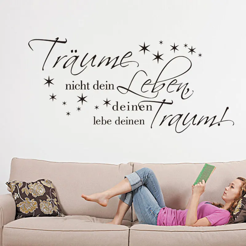 Traume German Letters Love Quotes Flower Words Wall Sticker Home Decor For Living Room Bedroom Star Decoration Wall Decals H567