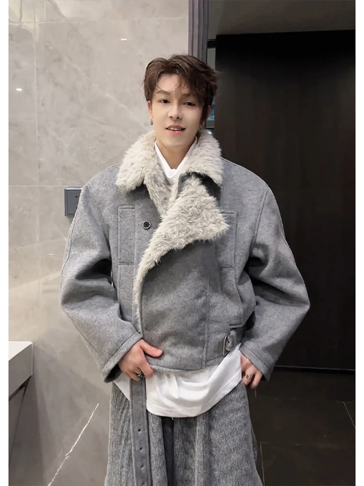 

American Sle Men's Cotton Jaet with Fur Collar Thiened ort Design Winter Warm Coat Youth Faion Casual Wear