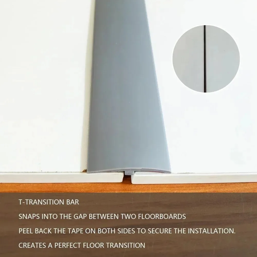 1pc 2m/78.74in Carpet To Tile Floor Transition Strip Self Adhesive T-Molding Threshold Cover Household view 3