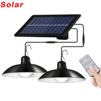 Double Heads Solar Pendant Light Outdoor Indoor Waterproof 60 LED Solar Lamp With Pull Switch Lighting For Garden Flood Light