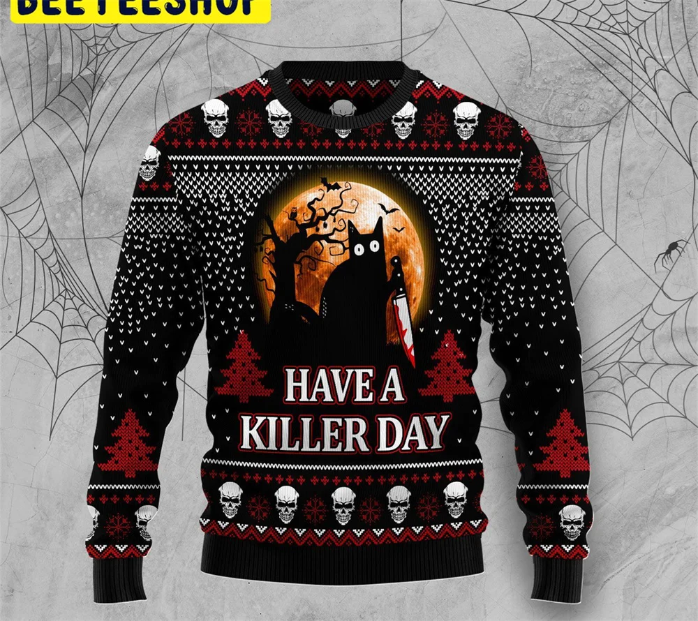 2024 fall christmas new 3d print faux sweater hoodies and pullovers new mens pullovers men's clothing unisex menswear ...