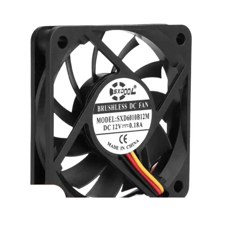

FOR SXDOOL SXD6010B12M 60x60x10mm 12V 0.18A Slim Dual Ball Bearing Cooling Fan 3-Wire 14.8CFM