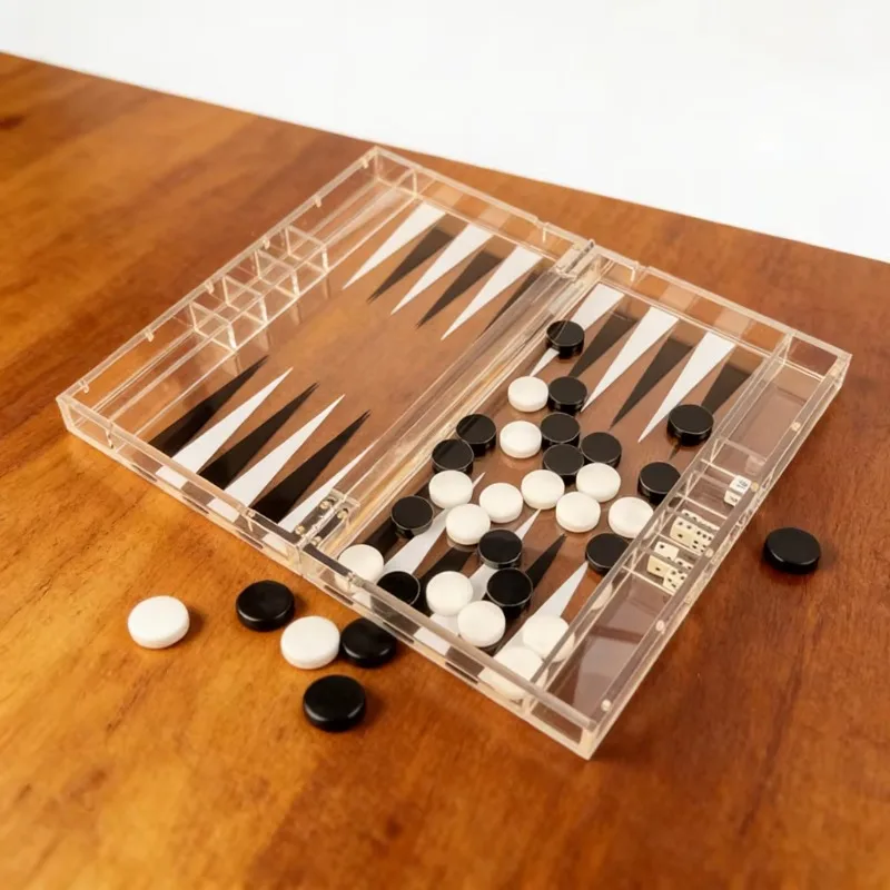 Custom Acrylic Backgammon Set Game Board with Playing Pieces Tabletop Family Party Leisure Game