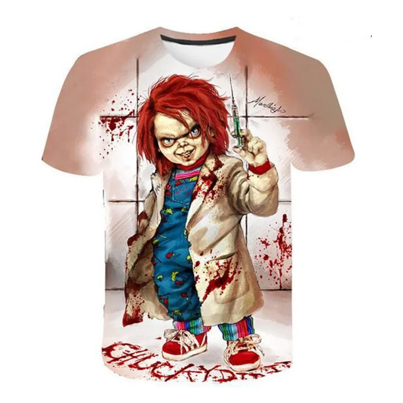 Hohhor Chucky Graphic T Shirt 3D Movie Child\'s Play Printing T-shirts For Men Kid Fashion Short Sleeves Unisex Clothing Tops Tee