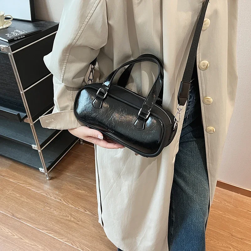 LEFTSIDE Design PU Leather Small Shoulder Bags For Women 2024 Y2K Korean Fashion Crossbody Bag Female Short Handle Handbags