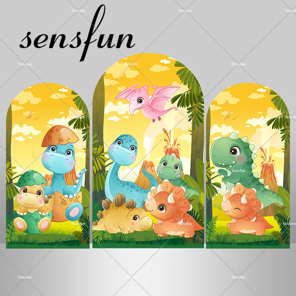 

Cute Dinosaur Theme Arch Backdrop Cover for Boys Baby Shower 1st Birthday Party Photography Backgrounds Photo Studio Kit