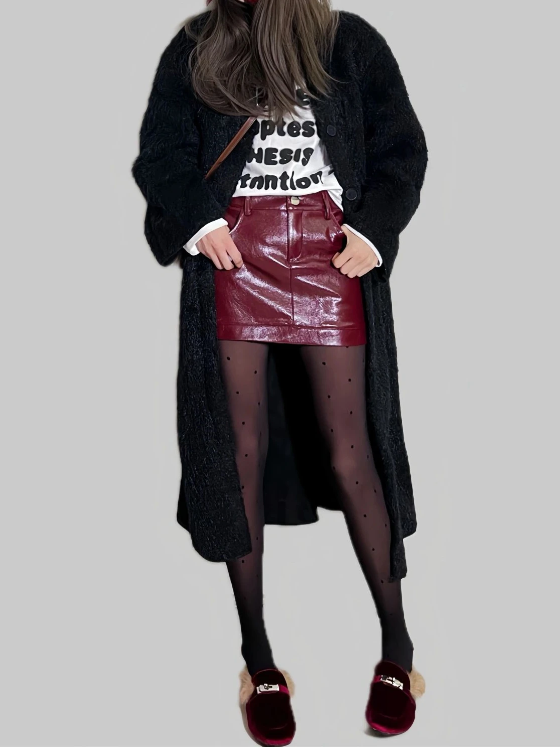 

Юбка Ankela из красной искусственной кожи, А-силуэт, с завышенной талией, утягивающая, женская, больших размеров, весна-осень, короткая, модная, в корейском стиле