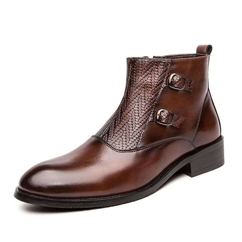 

High top leather shoes for outdoor leisure sports, men's motorcycle shoes