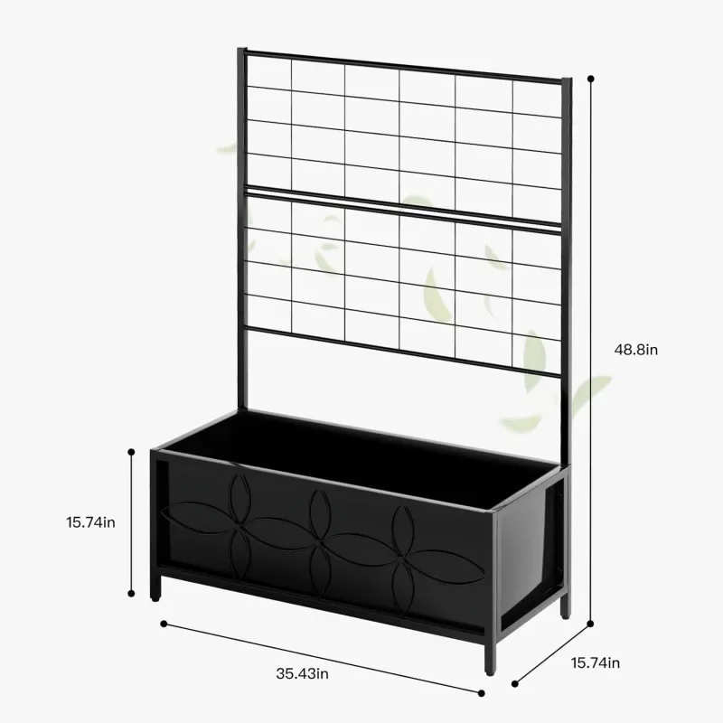 Flower bed flower pot box with pergola elevated garden bed courtyard privacy climbing plant flower vegetable planting box