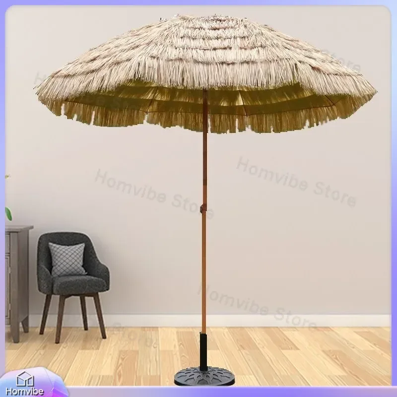 Retro Outdoor Parasol Large Garden Umbrella Simulation Rice Paper Beach Sun Shade Patio Furniture Decorative Canopy for Yard