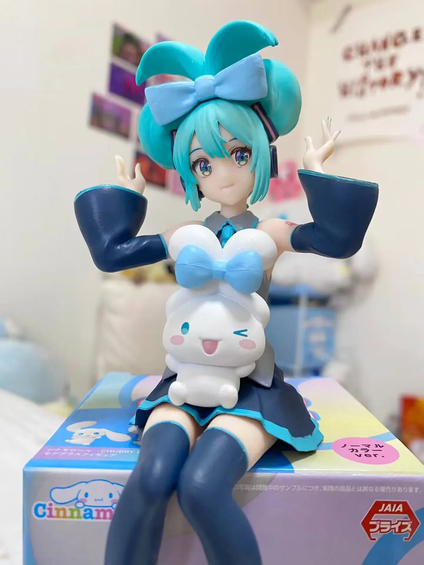 Genuine Sega Hatsune Miku Cinnamoroll Anime Peripheral Collectible Models Garage Kit Decorative Decorations Children Kawaii Gift