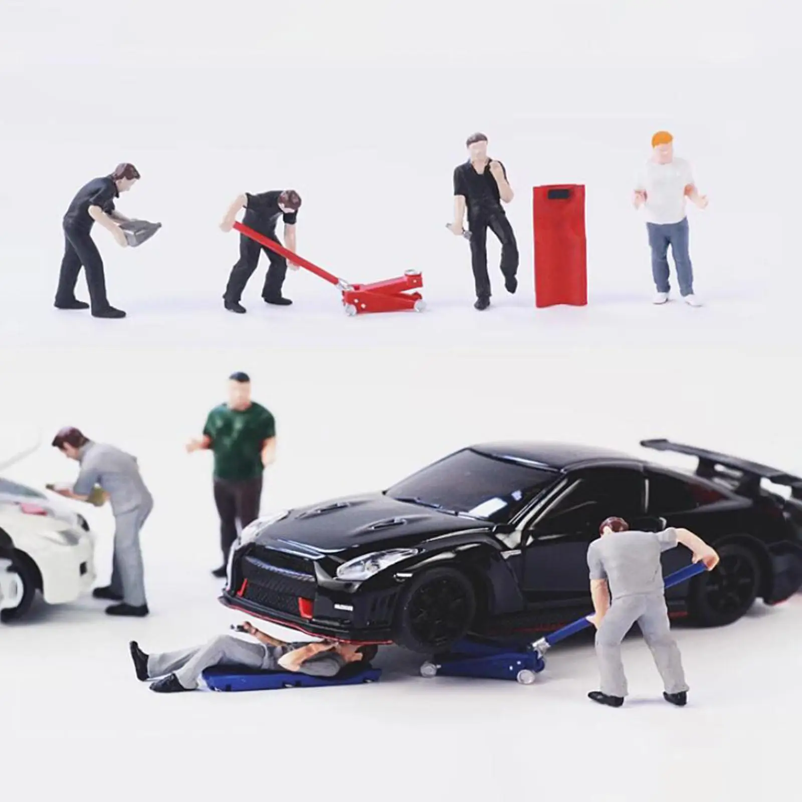 ฟิกเกอร์ไดโอรามาขนาด 1/64 จำนวน 4 ชิ้นสำหรับชุดสร้างโมเดลเครื่องประดับตั้งโต๊ะ สีเทา