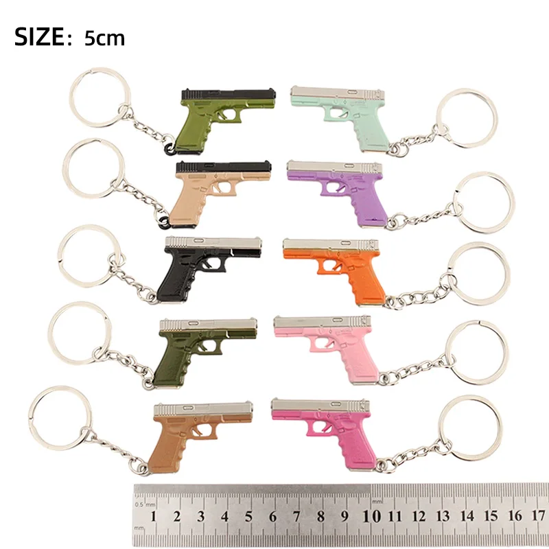 High Quality PUBG Game Periphery Light Metal Mini Gun Keychain Glock Model 98K AWM Alloy Pistol Collection Weapon Toy for Men