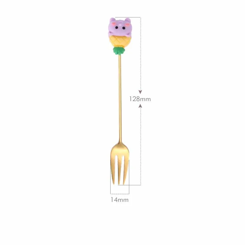 Cartoon Animal Fruit Fork Cute Afternoon Tea Dessert Cake Fruit Fork Creative 430 Stainless Steel Fruit Fork Kitchen Product