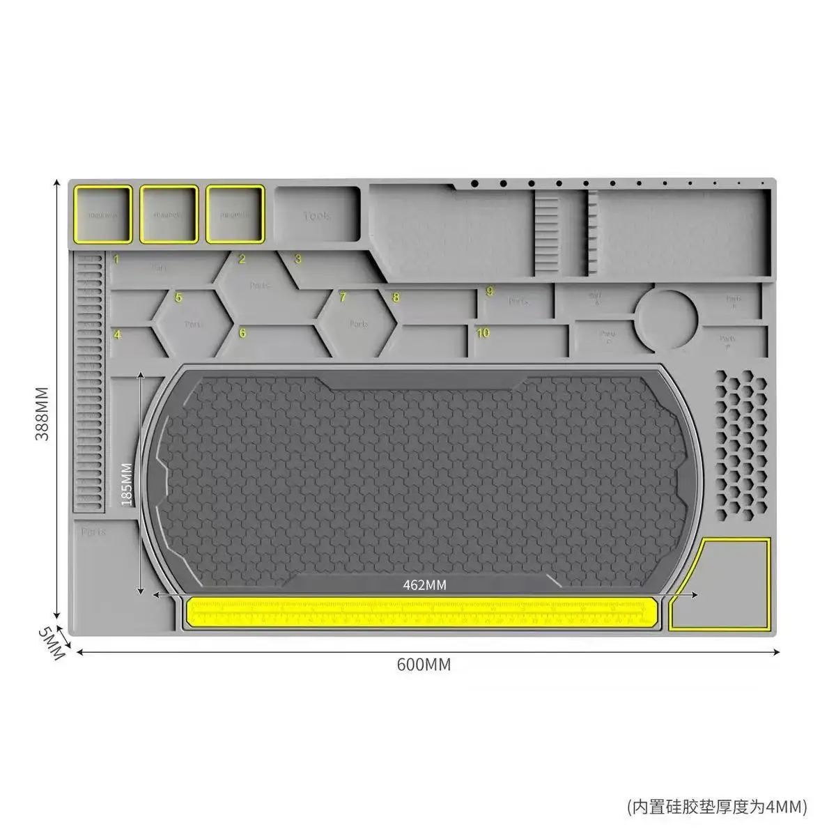 Tool Heat-resistant Silicone Soldering Mat 600x388mm Large Silicone Work Mat Magnetic Mat for Electronics Repair/DIY Projects