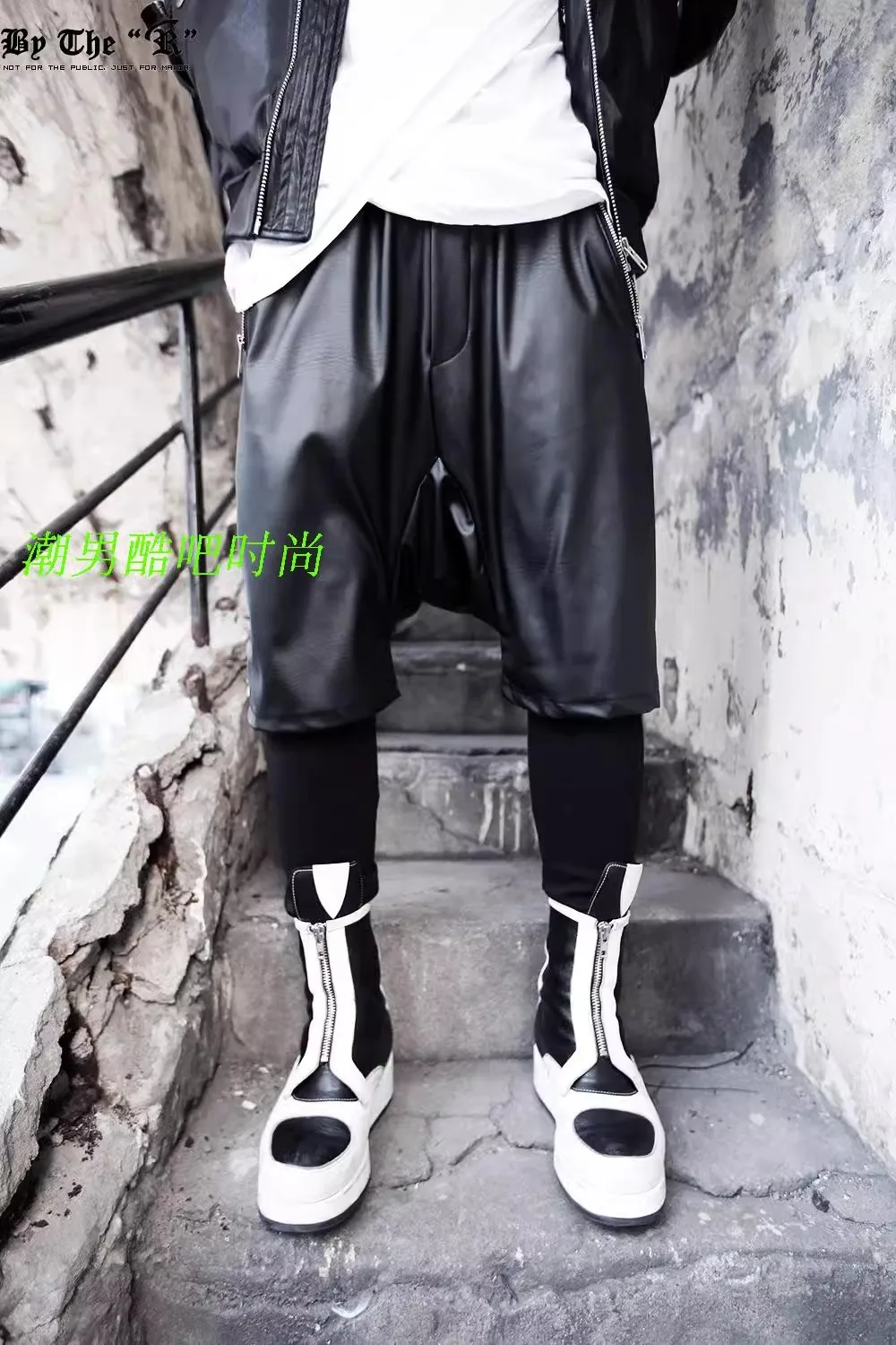 

27-46 New 2024 Men's Hip Hop Trousers PU Fake Two Sets Harem Pants Dance Plus Size Singer Costumes