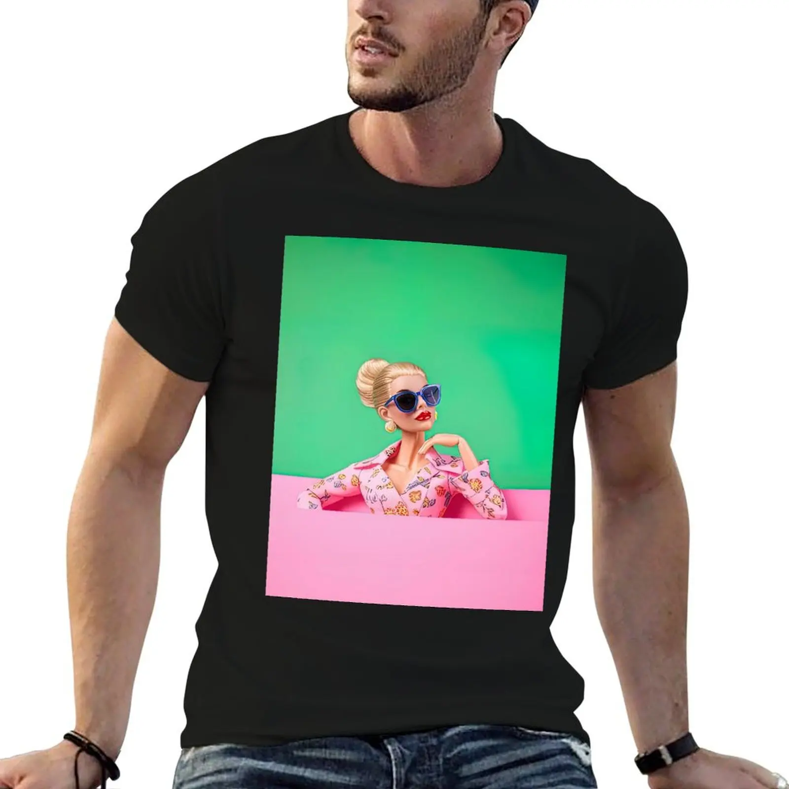 

Hot Girl Pink T-Shirt Man t-shirt funny shirt cotton shirts men