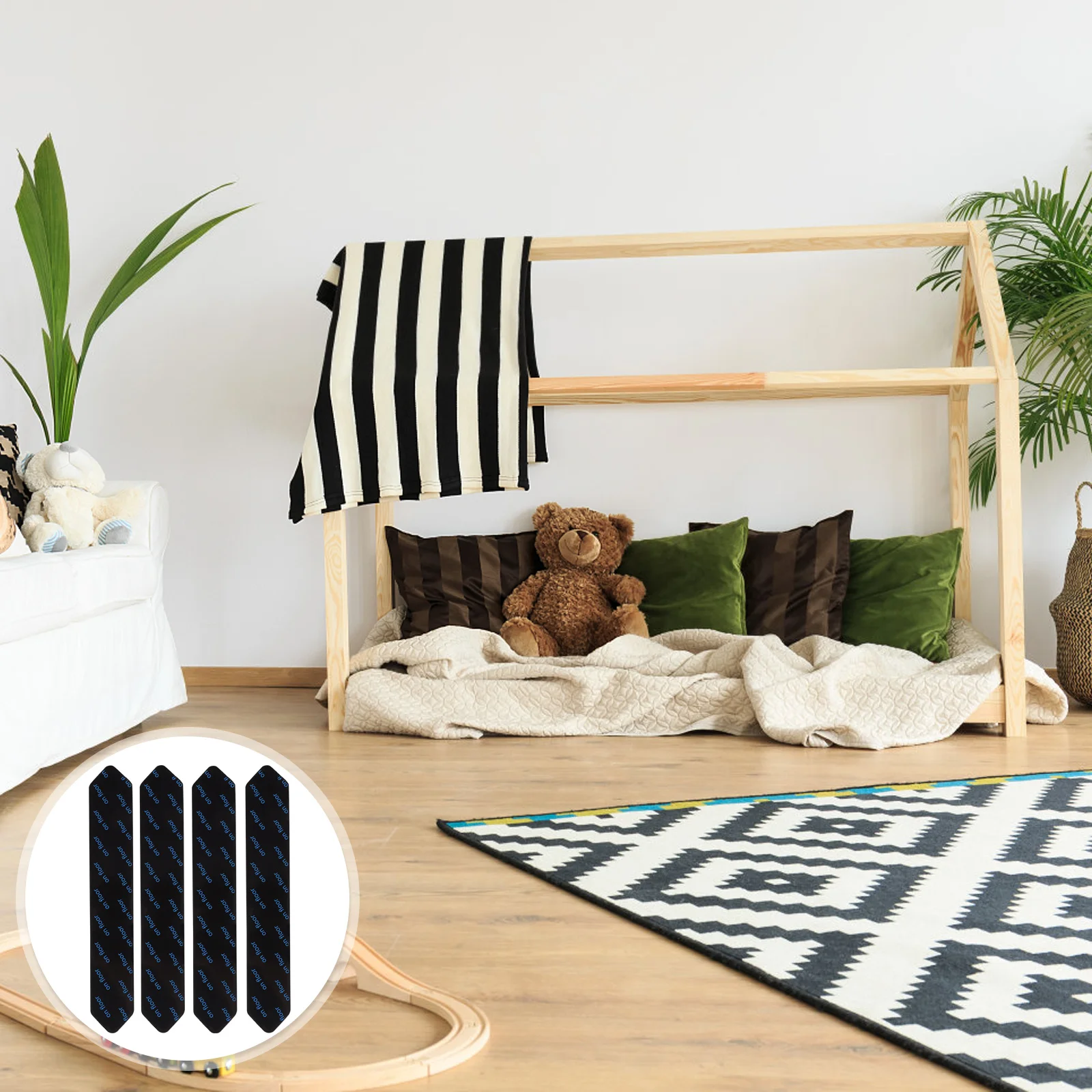 16 قطعة ملصق تثبيت السجاد بدون أثر منصات لاصقة مزدوجة الجوانب غير قابلة للانزلاق لحماية الأرضية قابلة لإعادة الاستخدام ومضادة للتجعيد