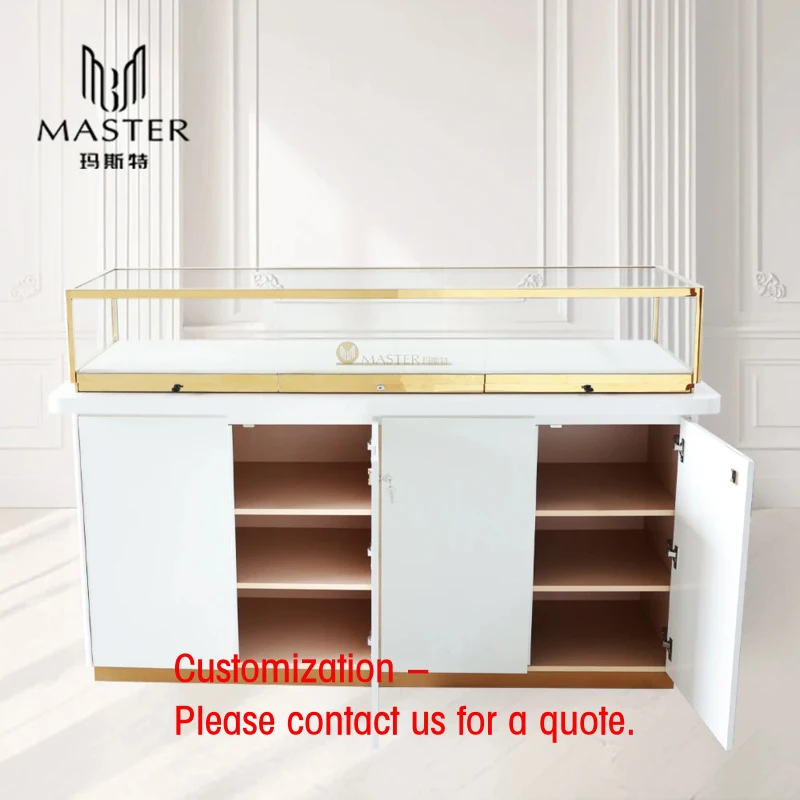 custom.MASTER Classic Jewellery Display Counter Jewelry Shop Display Plinth Storage Structure Tempered Glass Cabinet 171.6*55*11