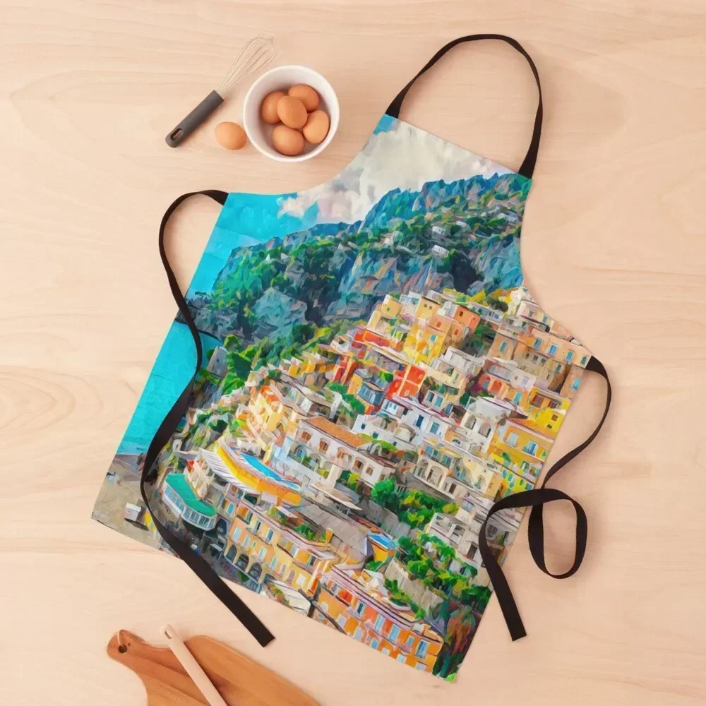 

Фартук Amalfi Coast на заказ, женская кухонная японская женская посуда для кухни, милые кухонные аксессуары, фартук