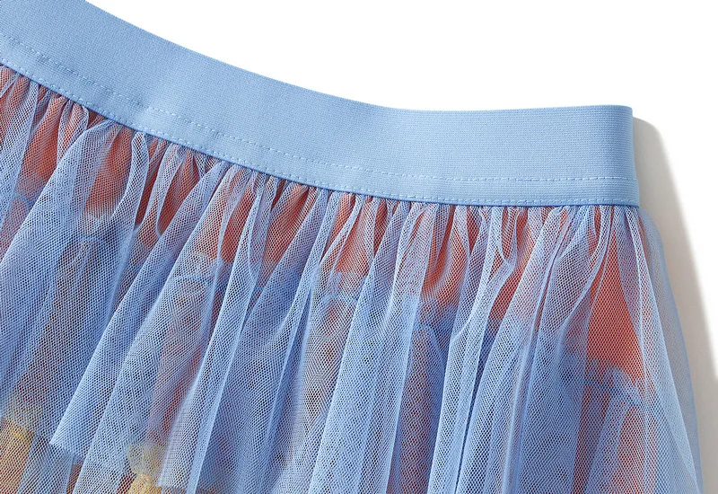 Women's Tulle Skirt Ruffle Multilayer Mesh A Line Tier Tutu Prom Irregular High Waisted Gradient Rainbow TulleLong Skirt 1379