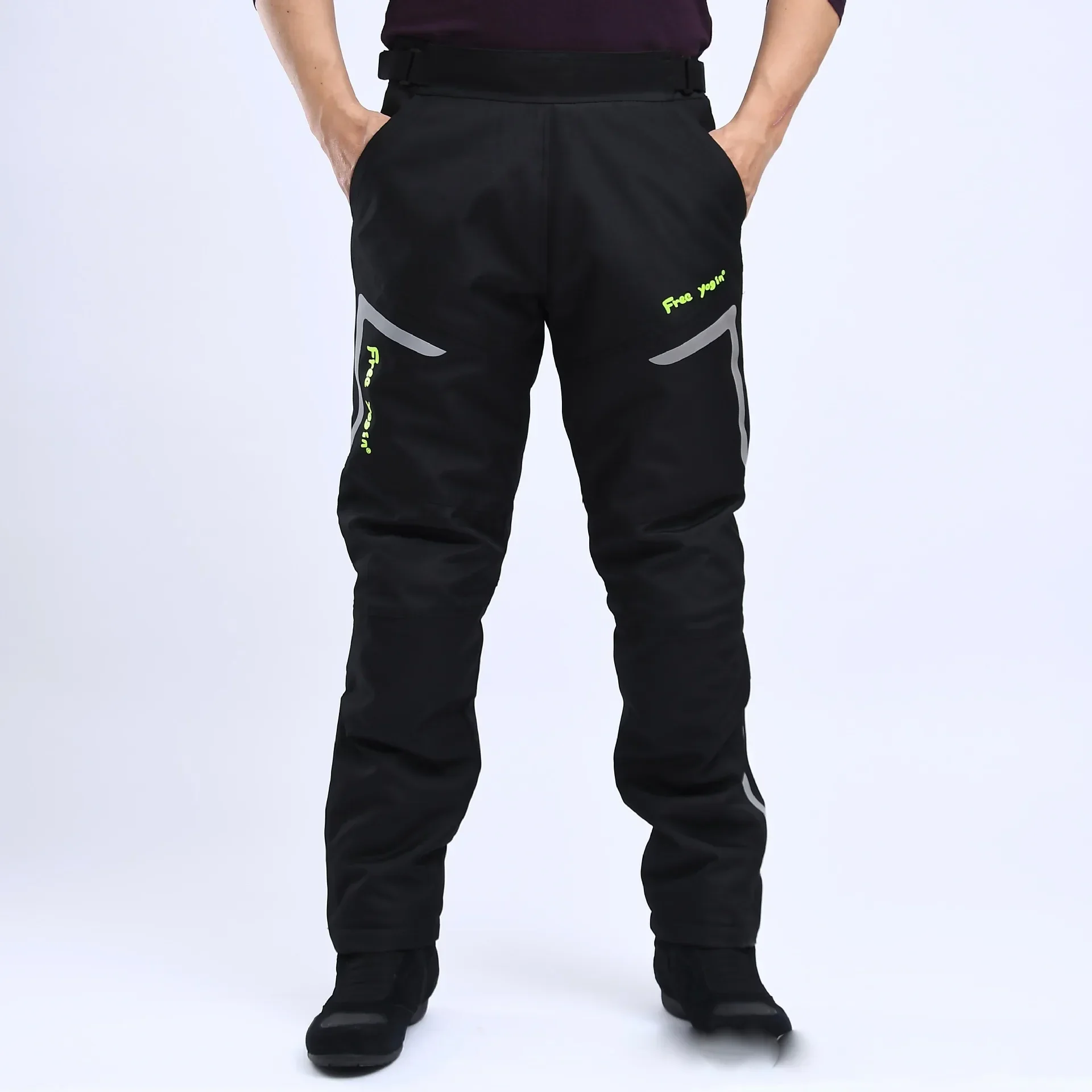 Men's Motorcycle Reflective Textile Over-Pants Chaps Winter Pants Windproof Warm Zipper Closure Quickly Away Removable