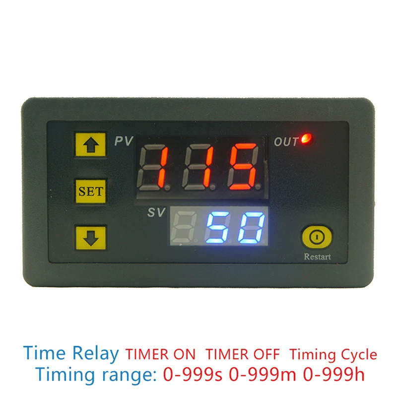 W3230 DC 12V 20A Digital Display Time Delay Relay Timing Timer Cycling Module 0-999h High Precision Temperature Controller