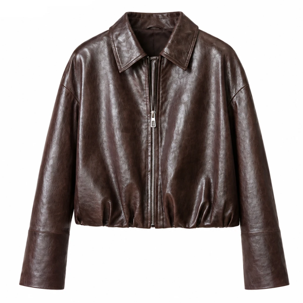 Imported Oil Wax Sheepskin Women's Real Leather Jacket Coats Retro Deep Brown Female Lapel Casual Zipper Genuine Leather Jackets