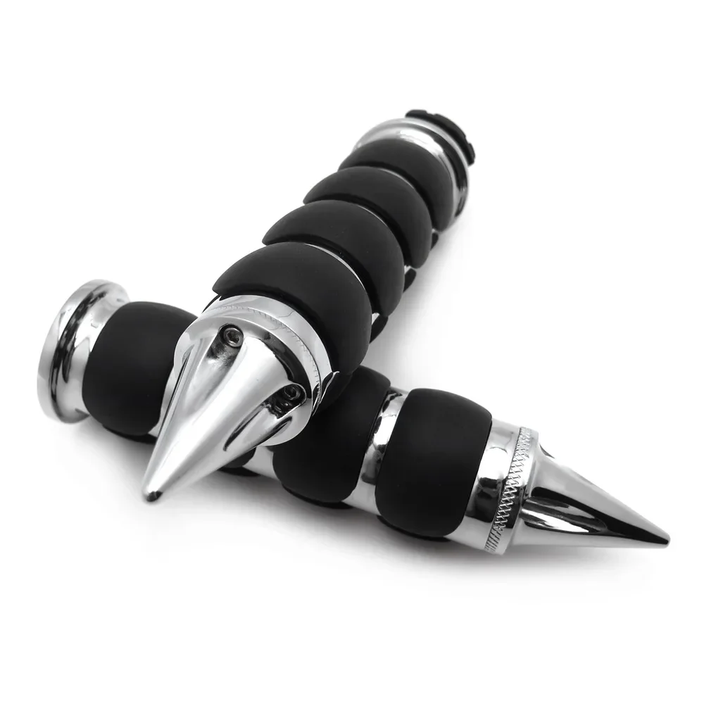 Motorcycle Spike 25mm/1" Rubber Handlebar Grips for Harley Road King CVO Springer Deluxe,GL1800 2001-2012 4