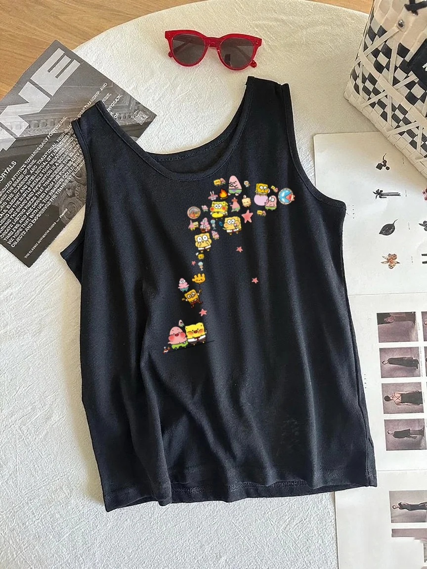 เสื้อกล้ามผ้าฝ้ายพิมพ์ลายเนื้อผ้าลินินสำหรับผู้หญิง ใส่สบาย ระบายอากาศได้ดี เหมาะสำหรับฤดูร้อน ทรงเข้ารูป บางเบา สไตล์ลำลอง