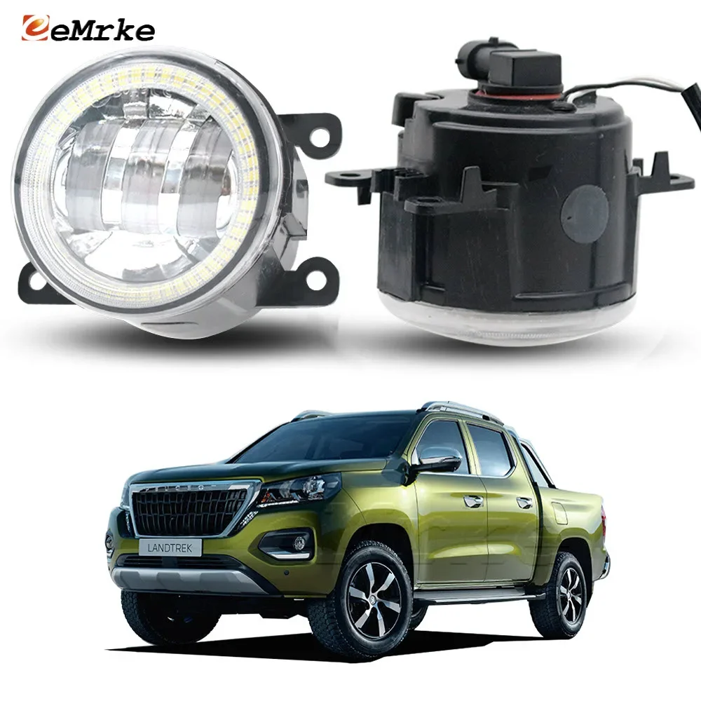 Pair LED Fog Lights Angel Eyes for Peugeot Landtrek 2020 2021 2022 2023 Car Cut-Line Lens DRL H11 12V 30W Fog Driving Lamp