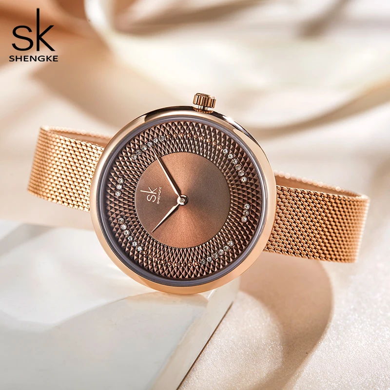 Shengke Creative Women Watches 3 Colors Stylish Japanese Quartz Ladies Watch Luxury Stainless Steel Clock Reloj Mujer Wife Gift