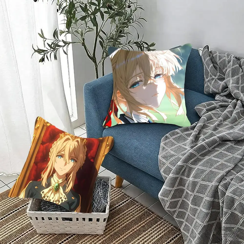 Emotional anime Violet Evergarden Cushion Cover Fluffy velvet Nordic style plush Living room sofa decorative
