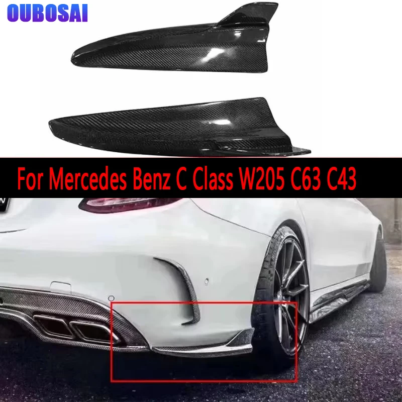 

For Mercedes Benz C Class W205 C63 C43 Carbon Fiber wrap angle Car Rear Bumper Splitter Corner Trim Cover Rear Chin