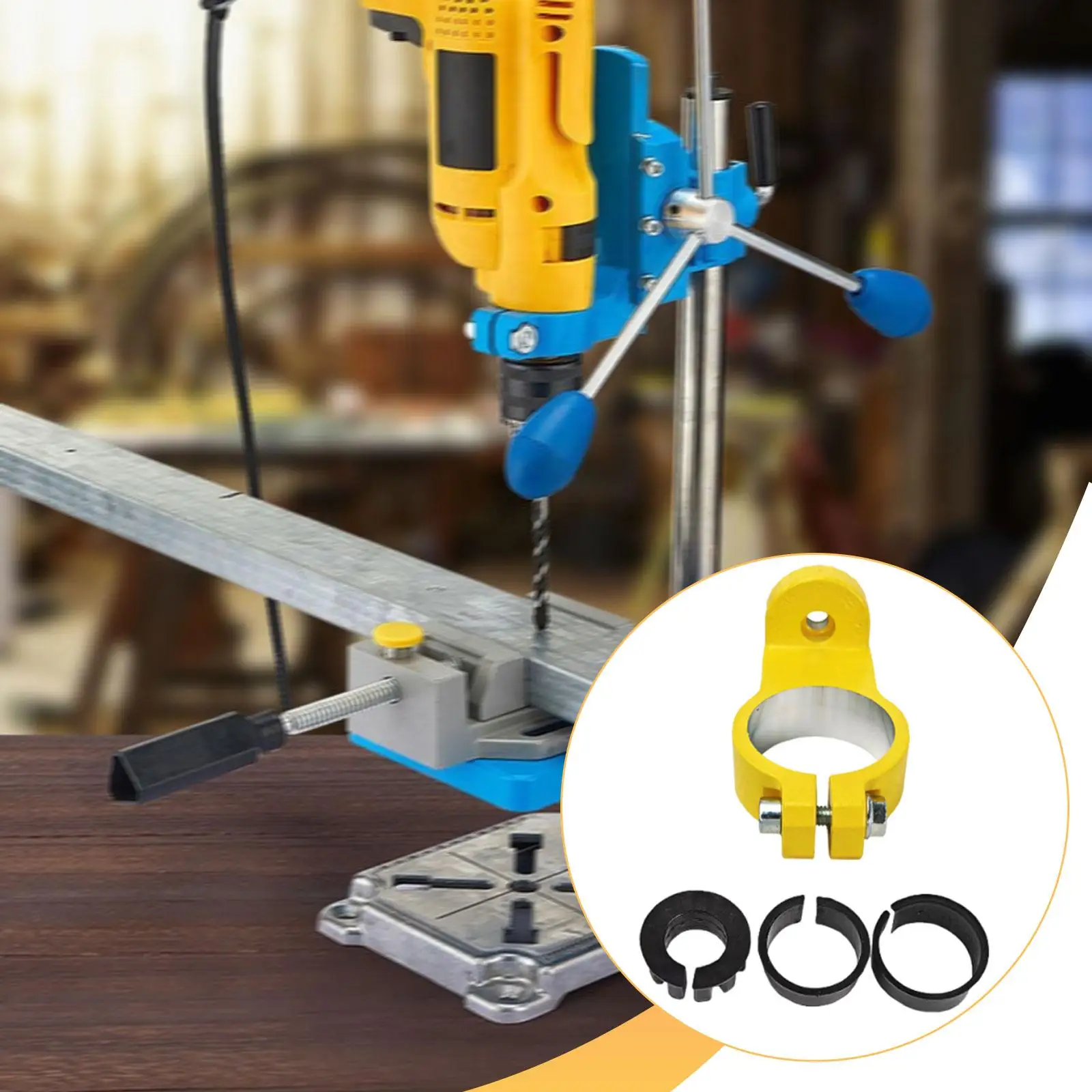 Drilling Press Stand Clamp with Bench Adapter Adjustable Hand Holder for Table Drilling Machine Conversion