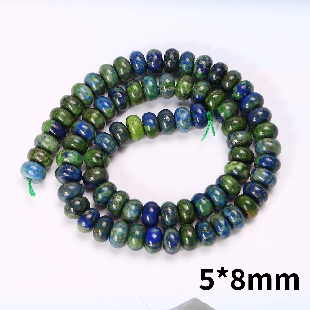 A ++ Chrysocolla Lapis Lazuli 5*8mm manik-manik Rondelle alami untuk membuat perhiasan gelang kalung manik-manik batu Aksesori DIY