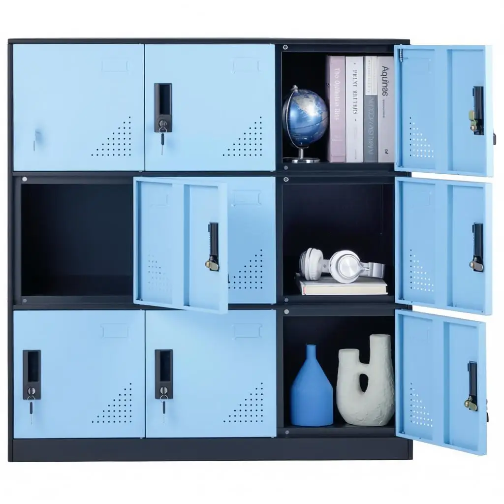 

Металлический шкафчик для сотрудников, 9-дверный шкаф для хранения с кардридером, шкафчики для сотрудников с ключами, грузоподъемность 66 фунтов, для офиса