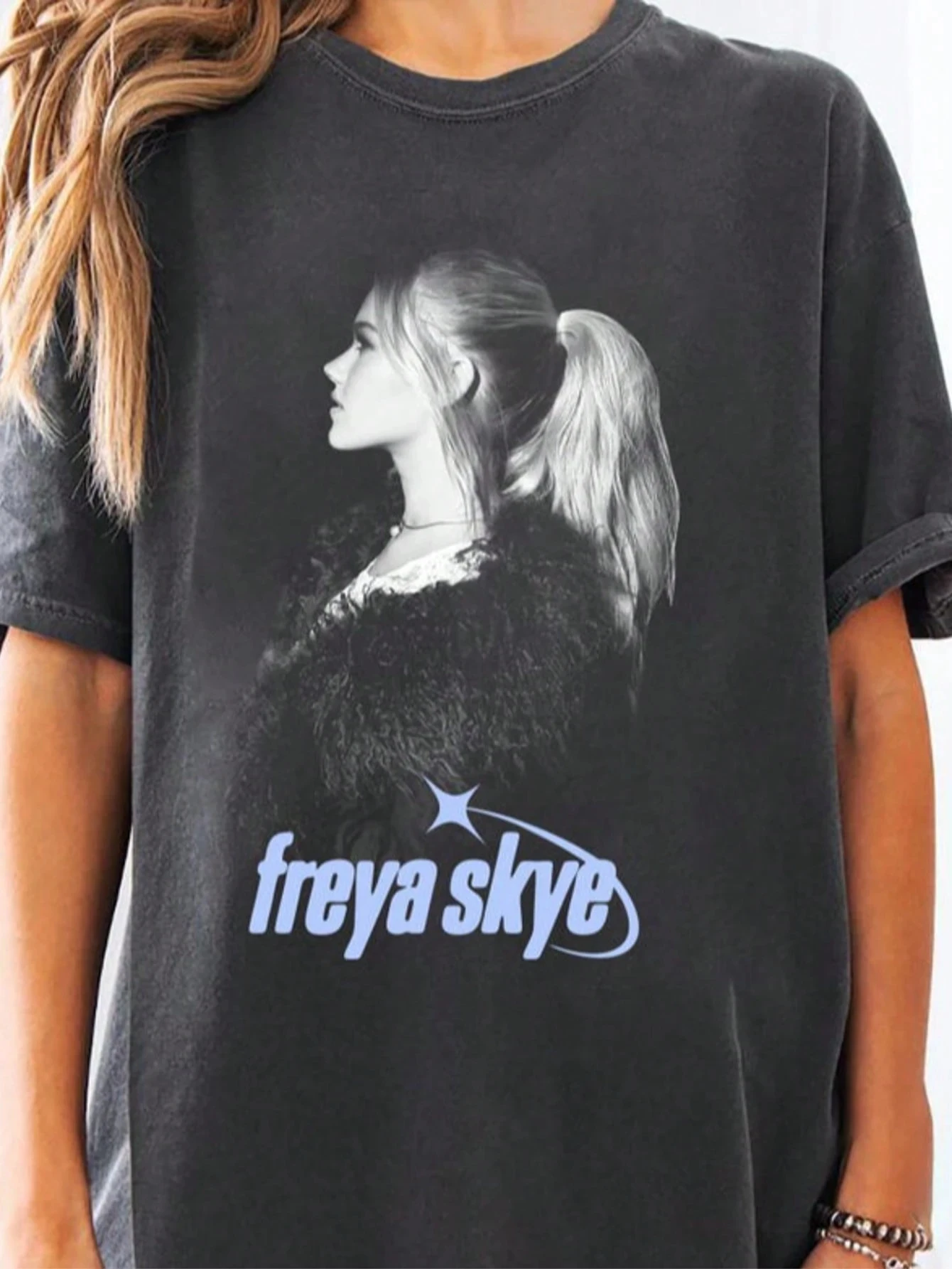 

Женская летняя футболка оверсайз в винтажном стиле Freya Skye, хлопковая, дышащая, стильная, универсальная, в уличном стиле