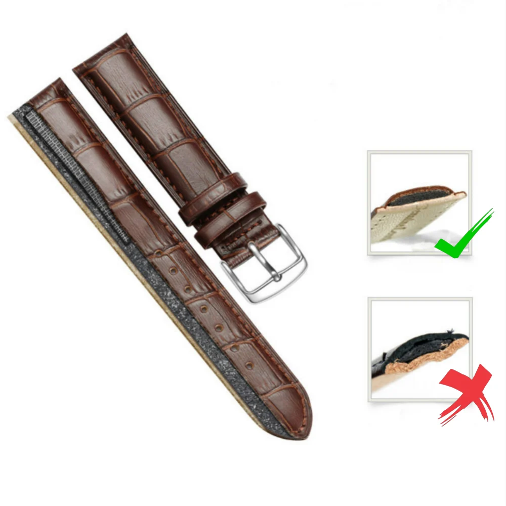 Universal Bamboo Pattern Leather Watch Band Unisex Watch Accessories 12mm 14mm 16mm 18mm 20mm 22mm 24mm